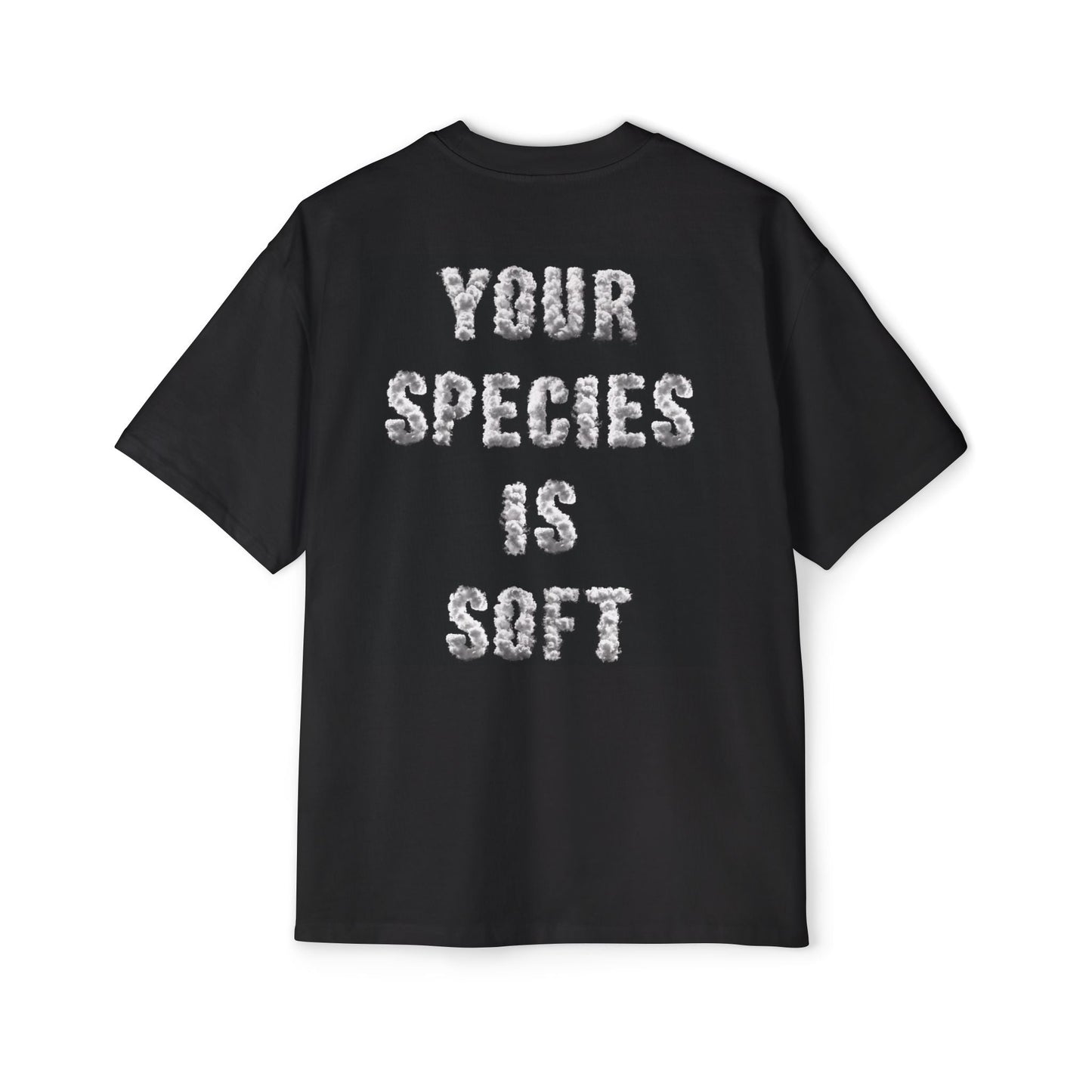 SECTOR 107 graphic streetwear t-shirt with UFO and futuristic design. Soft society. Gen z. Millennials. Supreme, pleasures. Bold clothing line. They live. Unisex. Heavyweight. YOUR SPECIES IS SOFT.
