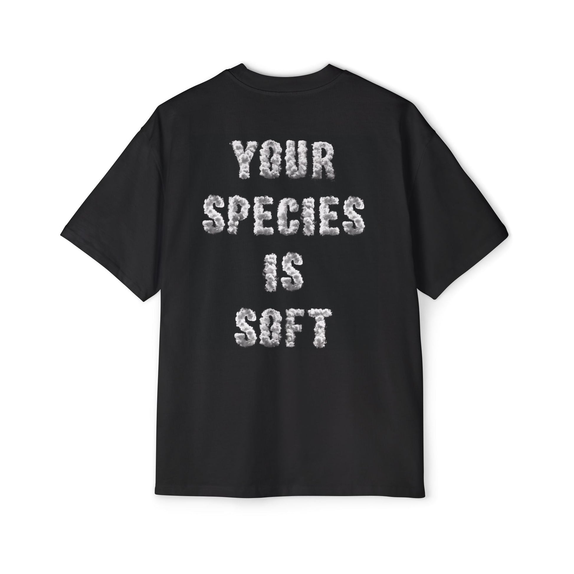 SECTOR 107 graphic streetwear t-shirt with UFO and futuristic design. Soft society. Gen z. Millennials. Supreme, pleasures. Bold clothing line. They live. Unisex. Heavyweight. YOUR SPECIES IS SOFT.
